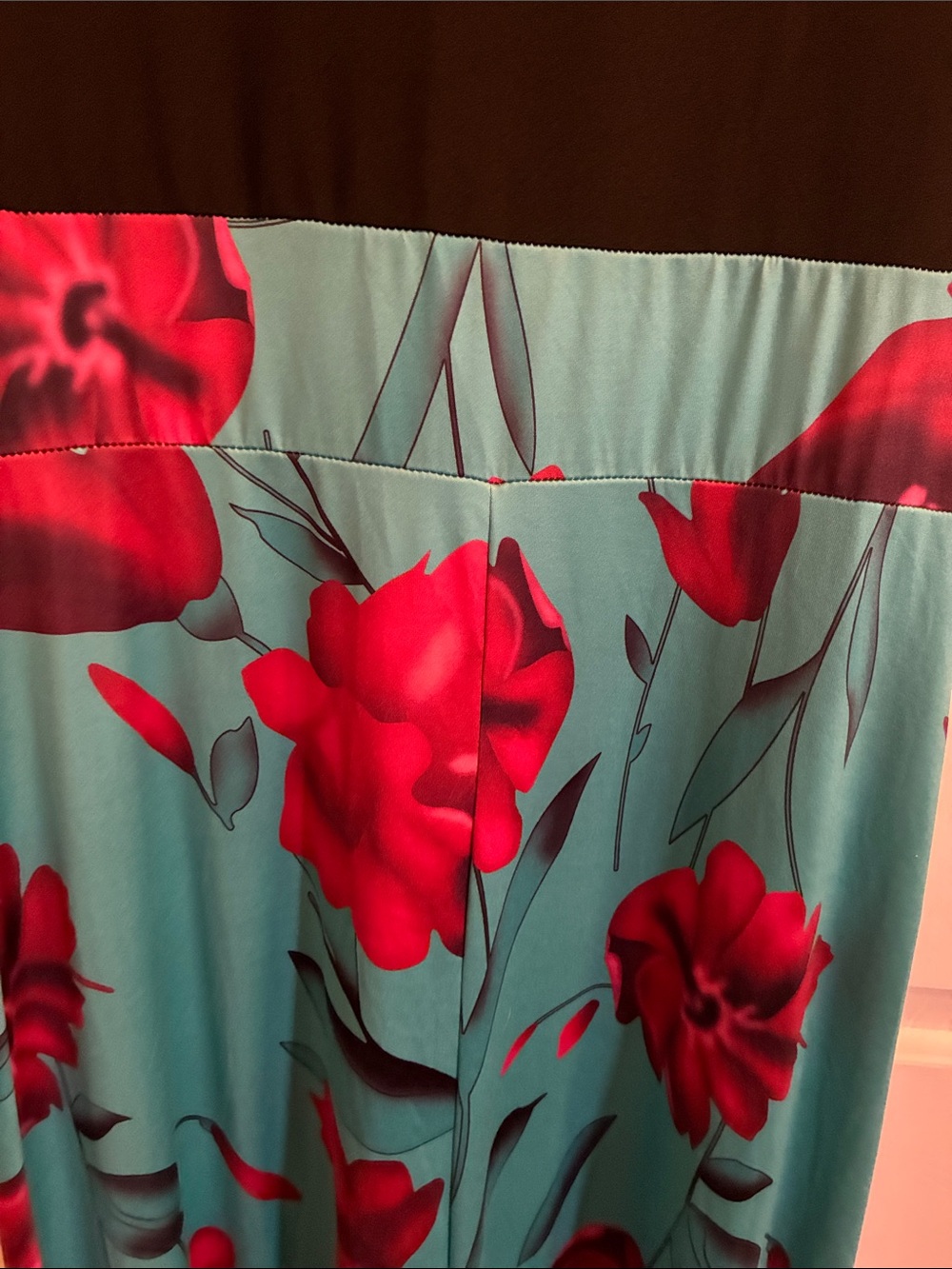 Black & Teal Floral Maxi Dress with Red Bloom Print - Picture 4 of 5